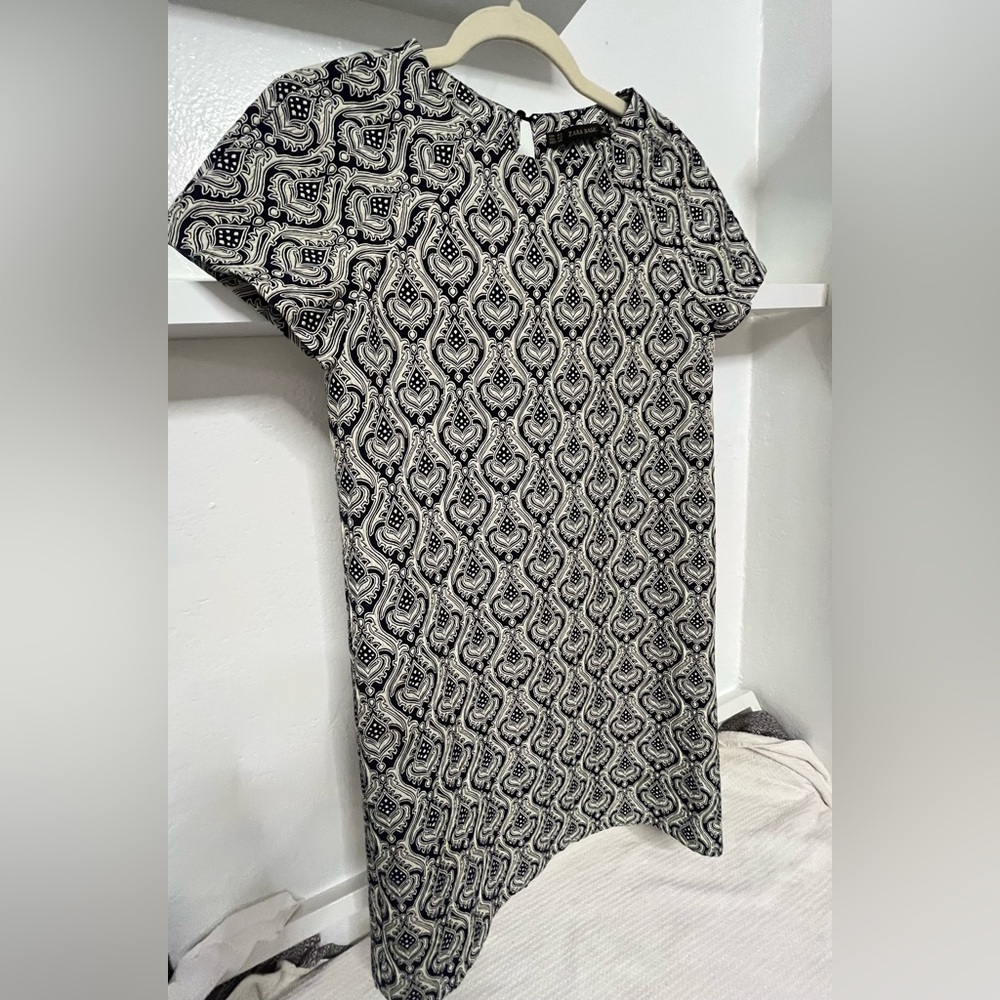 Zara Black and White Paisley Midi Dress